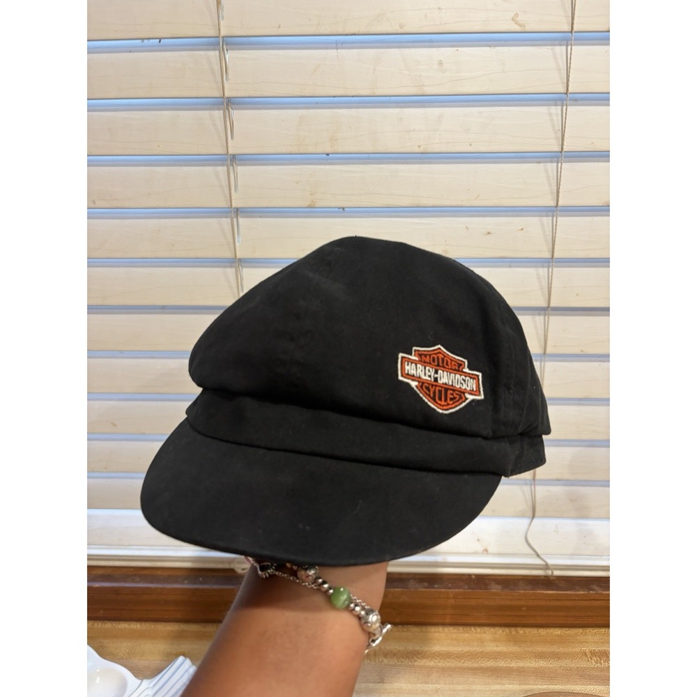 Harley-Davidson Black Newsboy Cabbie Cap Embroidered Motorcycle Biker Hat